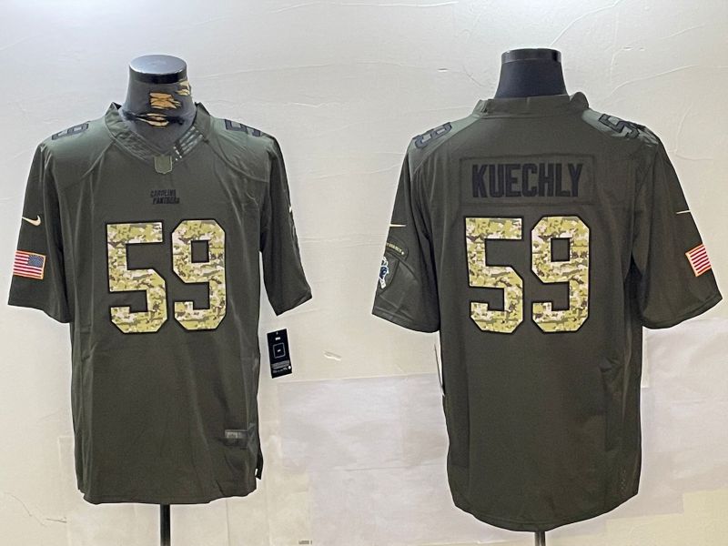 Men Carolina Panthers #59 Kuechly Green 2024 Nike Olive Salute To Service Limited NFL Jersey